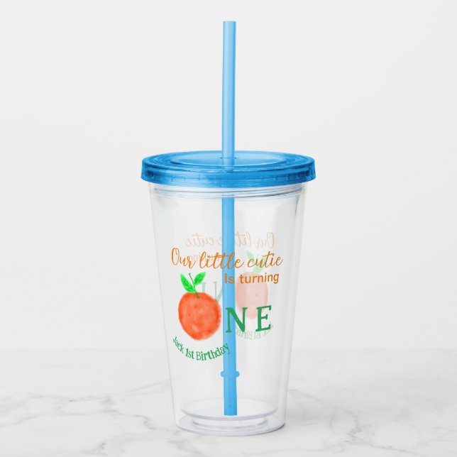 Vaso Acrílico Nuestro pequeño naranja cortito un cítrico de cump (Anverso)
