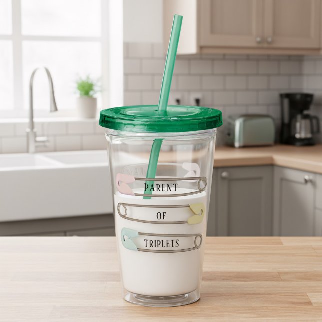 Vaso Acrílico Nuevo padre Triplet Baby Diaper Pin Tumbler Acríli (You can change the text to your name and your babies)