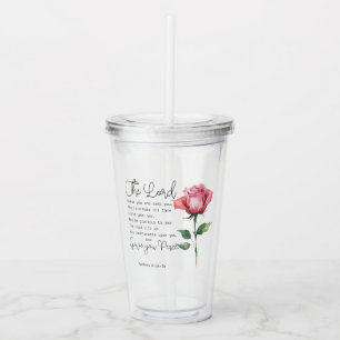 Vaso Acrílico Números 6:24-26 El Señor te bendiga la flor Rosa