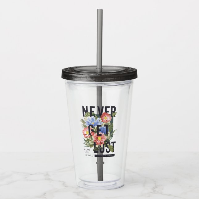 Vaso Acrílico Nunca se pierda el lema floral (Anverso)