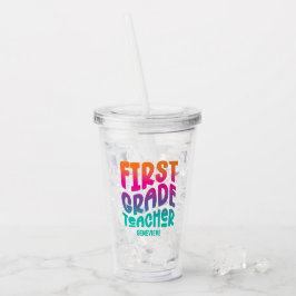 Vaso Acrílico Ombre colorido de primer curso de docente