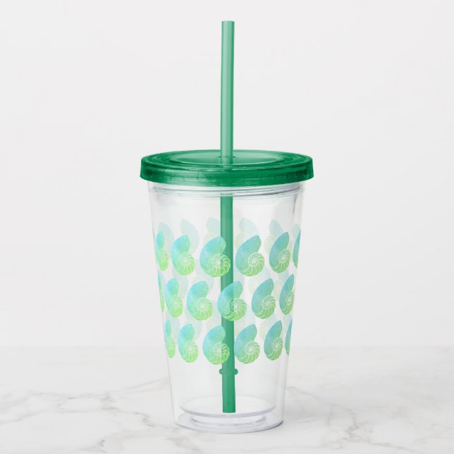 Vaso Acrílico Ombre Green Nautilus Tumbler - tapa verde oscuro (Anverso)