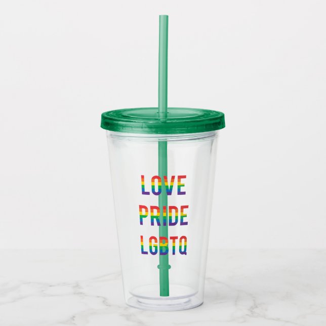 Vaso Acrílico Orgullo de amor LGBTQ (Anverso)