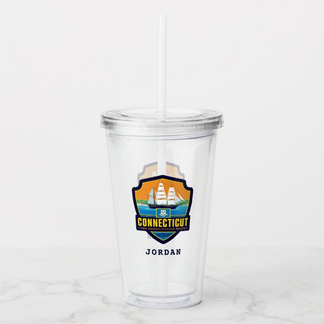 Vaso Acrílico Orgullo del Estado | Connecticut (Anverso)