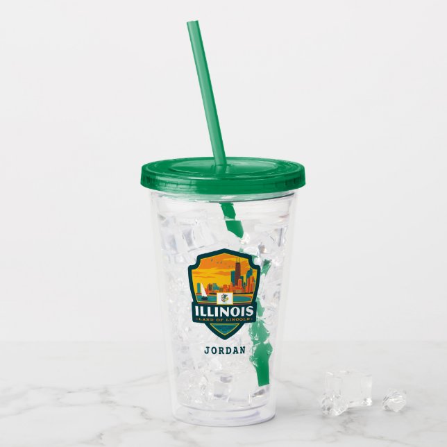 Vaso Acrílico Orgullo del Estado | Illinois (Anverso (hielo))