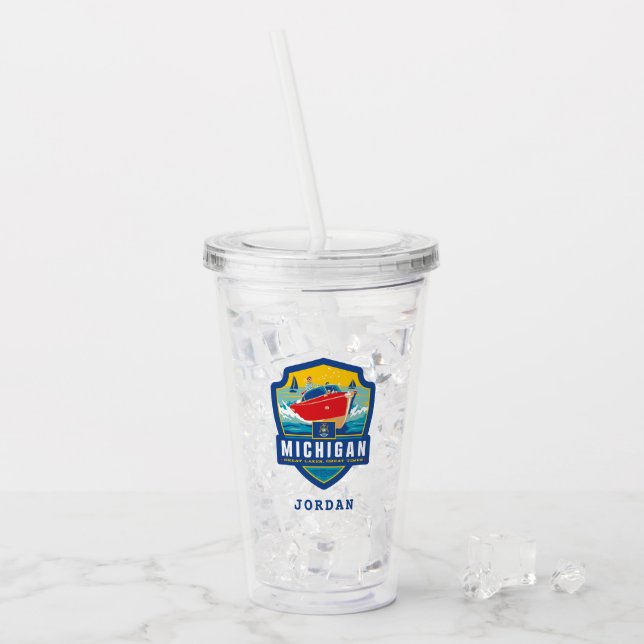 Vaso Acrílico Orgullo del Estado | Michigan (Anverso (hielo))