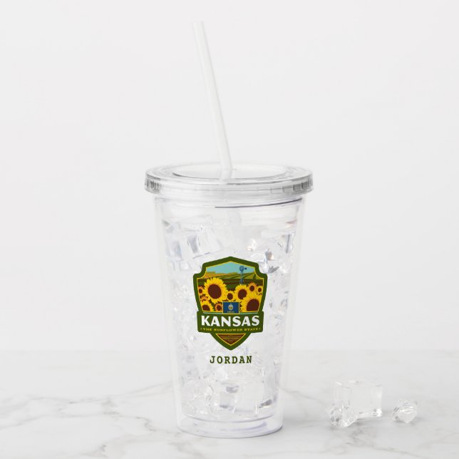 Vaso Acrílico Orgullo el | Kansas del estado (Anverso (hielo))