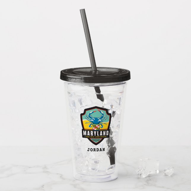 Vaso Acrílico Orgullo el | Maryland del estado (Anverso (hielo))