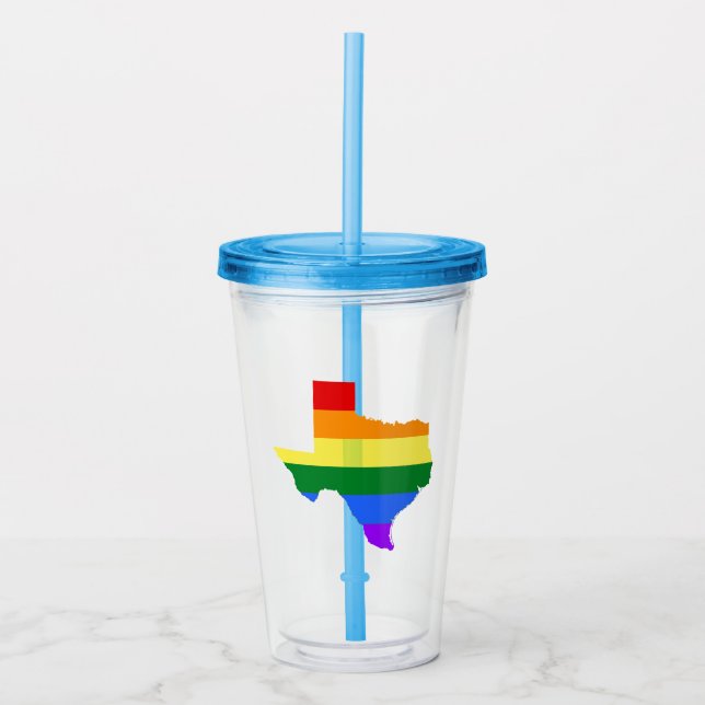 Vaso Acrílico Orgullo gay| Arcoiris de Texas (Anverso)