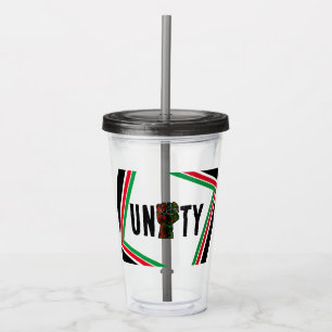 Vaso Acrílico orgullo negro bandera panafricana roja verde puño