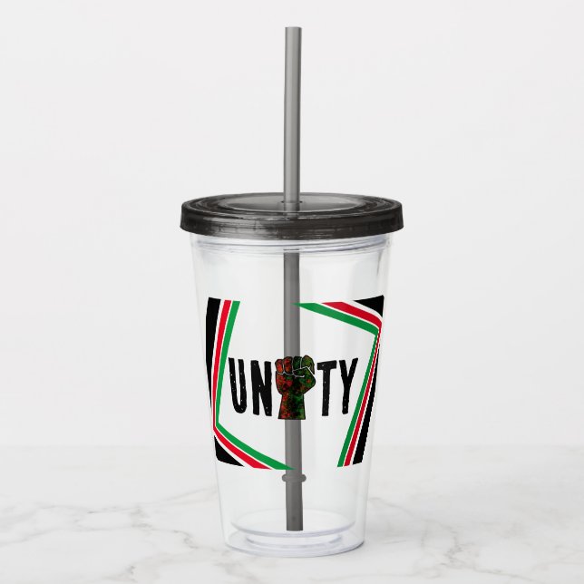 Vaso Acrílico orgullo negro puño rojo verde panafricana unidad d (Anverso)