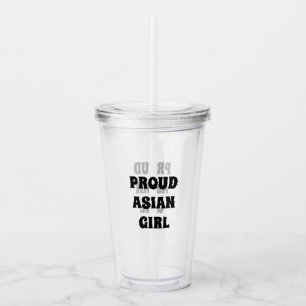 Vaso Acrílico Orgulloso Chica asiático, Tumbler acrílico claro