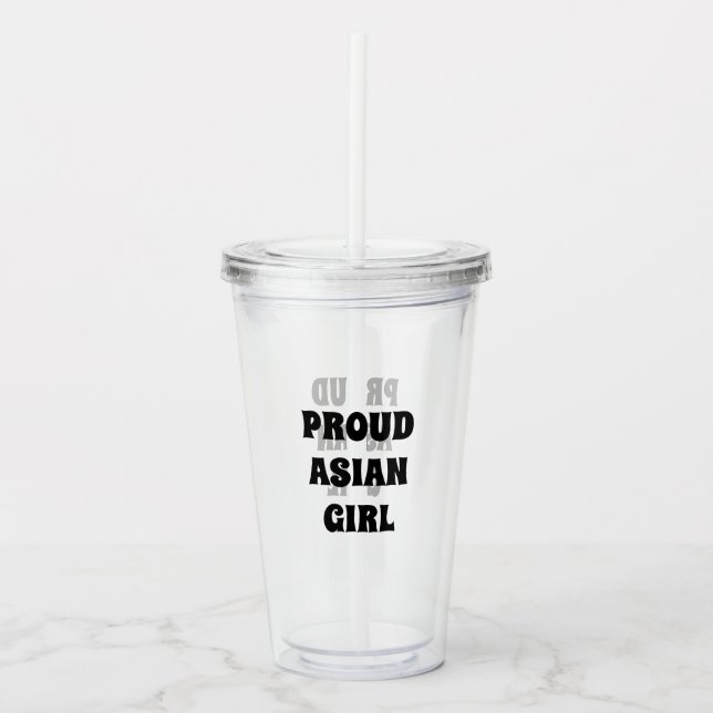 Vaso Acrílico Orgulloso Chica asiático, Tumbler acrílico claro (Anverso)