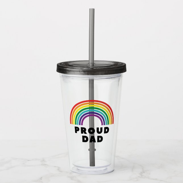Vaso Acrílico Orgulloso padre arcoiris (Anverso)