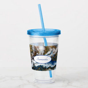 Vaso Acrílico Oro Azul Resumen Efecto 3D Personalizado 2