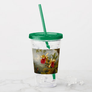 Vaso Acrílico Orquids y Hummingbird Heade