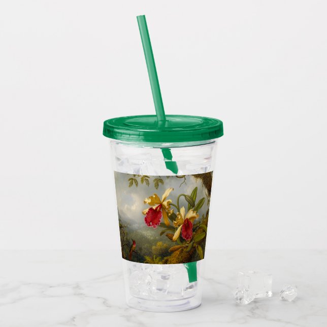 Vaso Acrílico Orquids y Hummingbird Heade (Anverso (hielo))