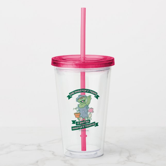 Vaso Acrílico Oscar el Grouch | Gráfico del tesoro de monstruos (Anverso)