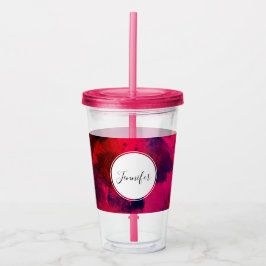 Vaso Acrílico Oscuro rojo y morado negrita y resumen moderno