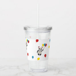 Vaso Acrílico Oso panda con globos blanco