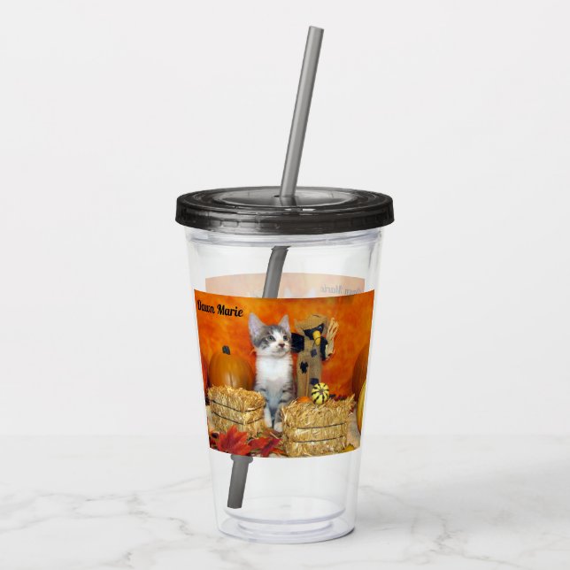 Vaso Acrílico Otoño de cerdo - Tumbler acrílico de gato (Reverso)