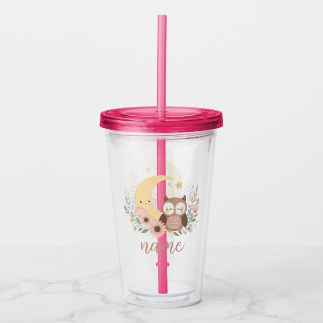 Vaso Acrílico Oveja de bebé con luna (Anverso)