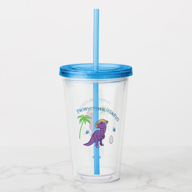 Vaso Acrílico Pachycephalosaurio Cute (Anverso)