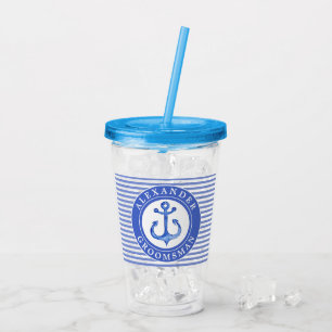 Vaso Acrílico Padrino de boda - banquete de boda náutico de la