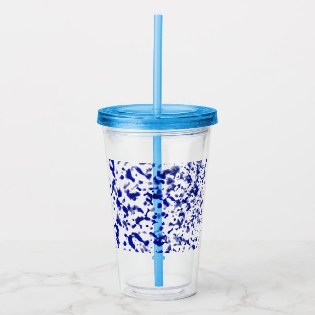 Vaso Acrílico Paint Spatter Blue (Anverso)
