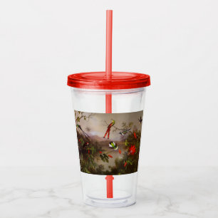 Vaso Acrílico Paisaje tropical con 10 Hummingbirds Heade