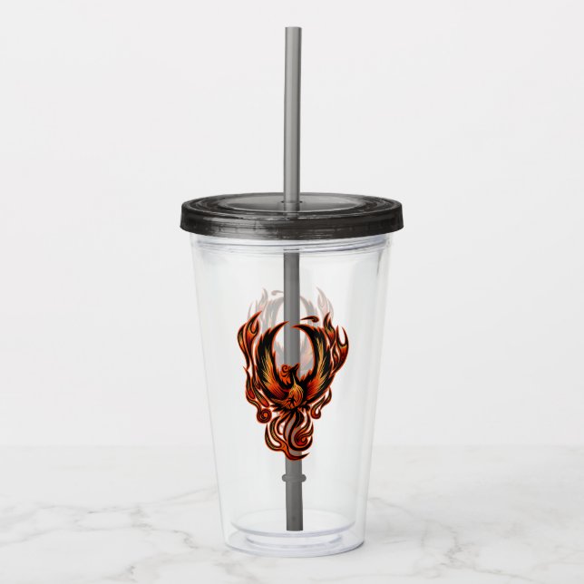 Vaso Acrílico Pájaro De Fuego (Anverso)