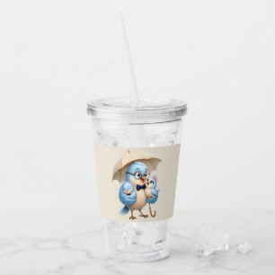 Vaso Acrílico Pájaro Papá Con Pajita