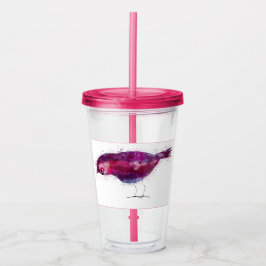 Vaso Acrílico Pájaro rosado bonito