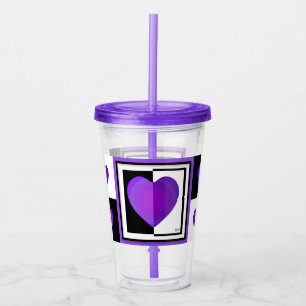 Vaso Acrílico Paliza a los corazones púrpura de B&W