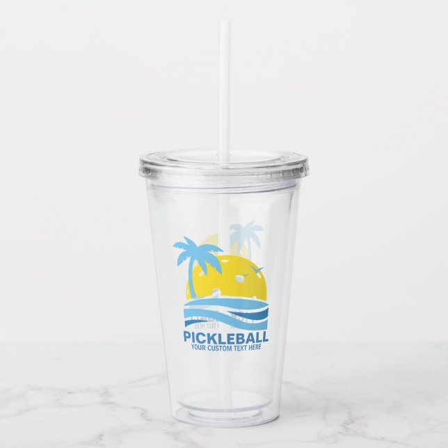Vaso Acrílico Palm Tree Tropical De Baloncesto Salto Personaliza (Anverso)
