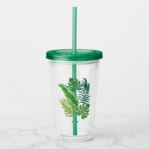 Vaso Acrílico Palm tropical verde Banana Monstera hojas