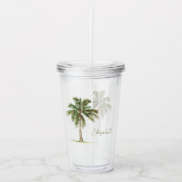 Vaso Acrílico Palmera Costera Personalizada