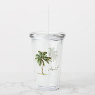 Vaso Acrílico Palmera Costera Personalizada