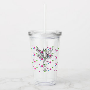 Vaso Acrílico Palmera de lunares con monograma personalizado
