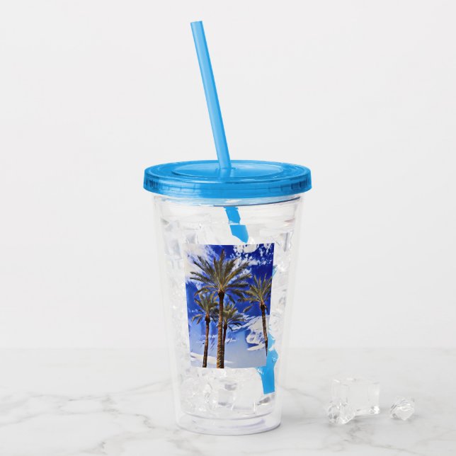 Vaso Acrílico Palmeras Cielos Azules (Anverso (hielo))