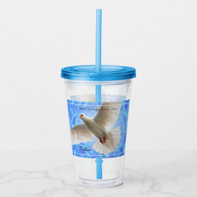 Vaso Acrílico Paloma de bautismo de tumbler acrílico (Anverso)