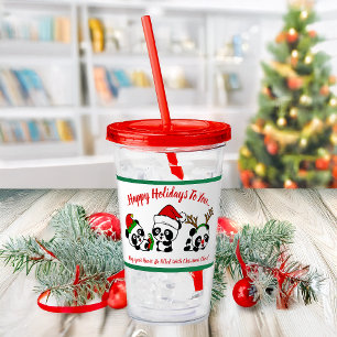 Vaso Acrílico Pandas Navidades personalizados