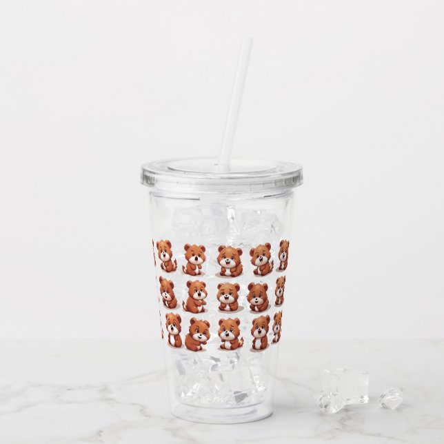 Vaso Acrílico Pandas rojos (Reverso (hielo))
