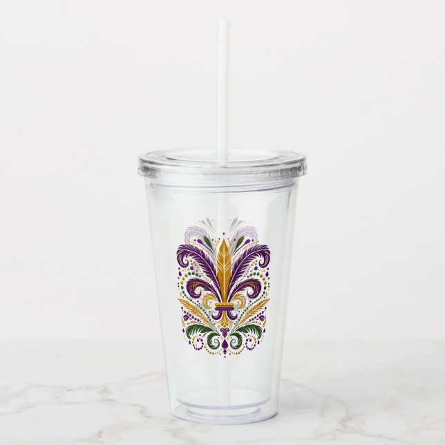 Vaso Acrílico Pañuelos de lis amarillo, violeta verde (Anverso)
