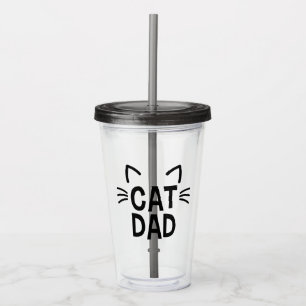 Vaso Acrílico Papá Gato Con Orejas Y Whiskers