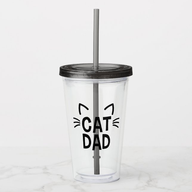 Vaso Acrílico Papá Gato Con Orejas Y Whiskers (Anverso)
