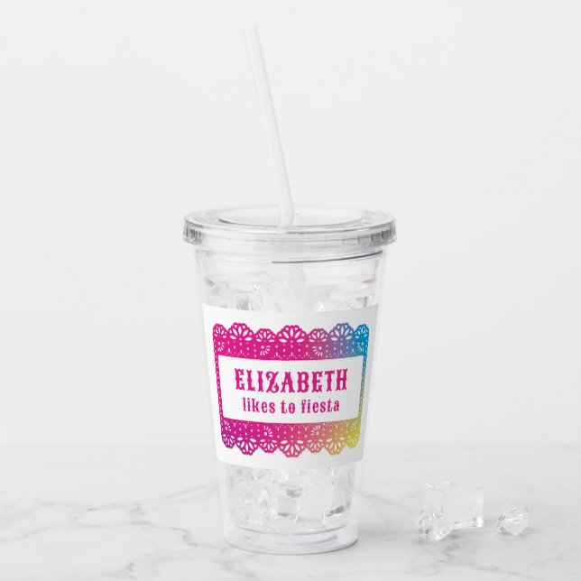Vaso Acrílico Papel Picado Fun Fiesta Tumbler acrílico (Anverso (hielo))