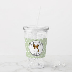 Vaso Acrílico Papillon Mom Pap Mom (blanco y estable) Cute Dog M