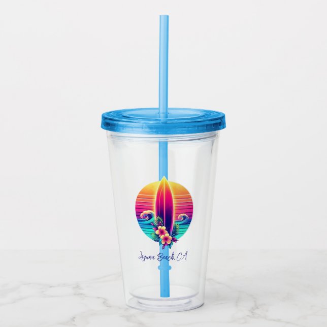 Vaso Acrílico Paraíso de Surfboard Sunset (Anverso)