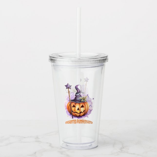Vaso Acrílico Parche de calabaza encantado (Anverso)